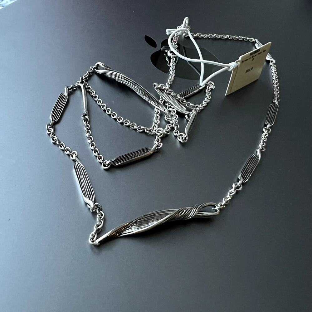 John Hardy Bamboo Woven Sautoir Silver Necklace size 32 New - Picture 8 of 8